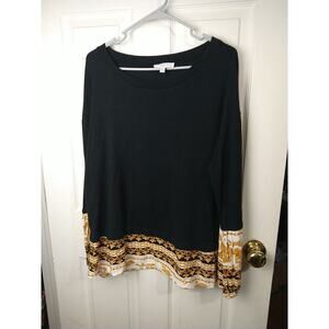 New Directions Woman PXL Blouse Pullover Business Casual Naval Accent Trim